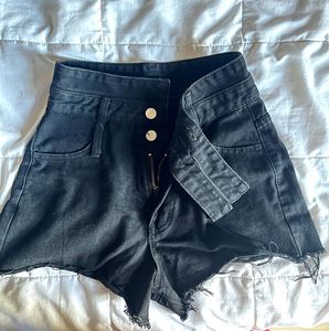 Black High Waisted Denim Shorts