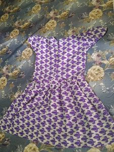 Purple Patterned Fit &amp; Flare Dress