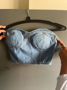 Denim Strapless Corset Top