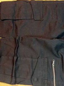 Black Cargo Jogger Pants with Belt