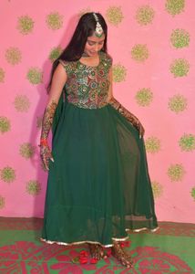 Beautiful Emerald Green Anarkali Gown