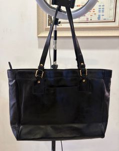 beanpole Black Leather Tote Bag