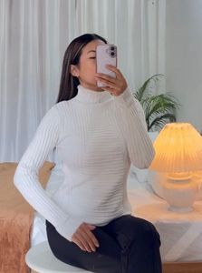 White Turtleneck Knit Top