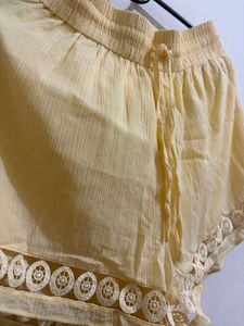 Light Yellow Crochet Trim Shorts