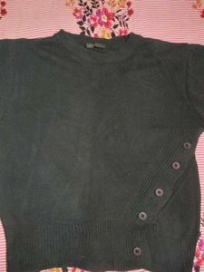 Dark Knit Sweater with Button Detail
