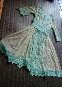 Sequin Embroidered V-neck Dress.