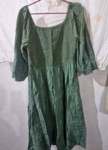Green Embroidered Midi Dress