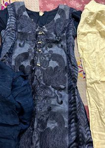 Elegant Blue Kurta with Yellow Pants