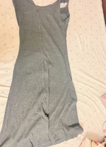 Ribbed Button-Front Midi Dress