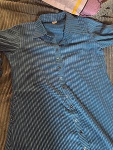 Striped Button-Down Shirt Dress