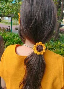 crochet hairtie &amp; Hairclip combo✨daisy, sunflower,
