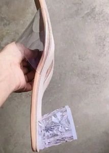 Clear Block Heel Mules