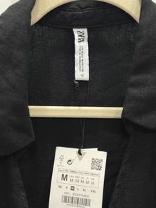 Zara Black Tie-Front Blouse