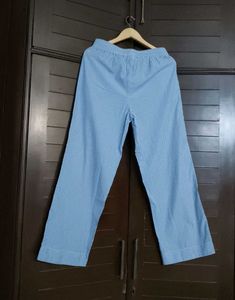 Wunder Love Blue Striped High-Rise Cotton Pants