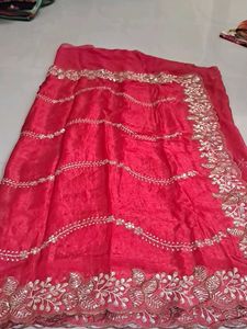 Elegant Red Embroidered Saree