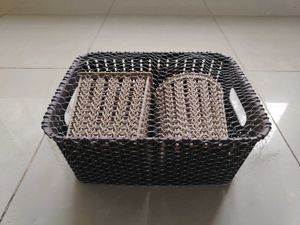 New Set Of Three Plastic BasketsBrown Beige