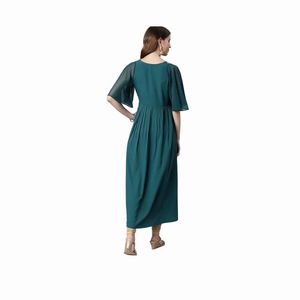 Teal Green | V-Neck | Flared sleeve kurta