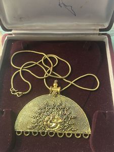 Ornate Gold oxidised Pendant Necklace