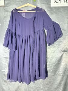 Flowy Purple Bell Sleeve Dress