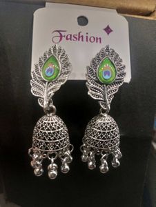 Peacock Feather Jhumka Earrings