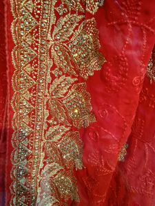 Red Embroidered Saree