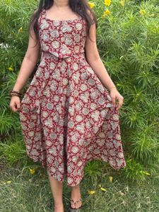 🌸Maroon Floral Print corset Dress