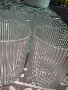 Set of 6 Ribbed Glass Tumblers