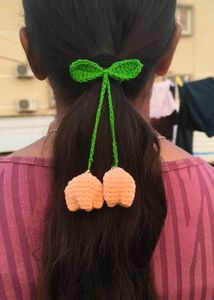 Handmade Crochet Sunflower, Daisy, Tulip Hair Ties