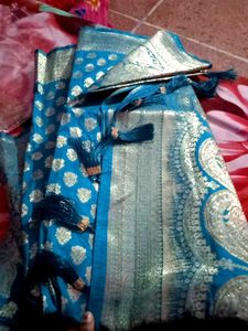 Elegant Turquoise Banarasi Saree