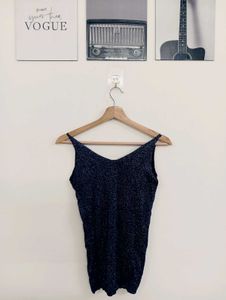 Sparkly Navy Blue V-Neck Tank Top