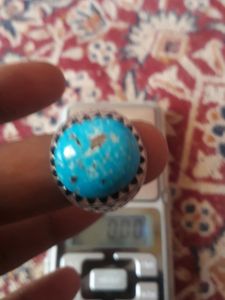 Natural irani Feroza(turquoise)pure Silver Ring .