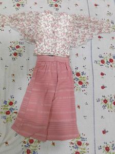 Adorable Floral Top &amp; Pink Culottes Set