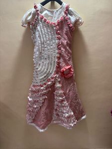 Designer Pink & White Embellished Gown