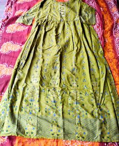 Women Olive Green Ethnic Gowns