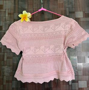 Pink Knitted Cardigan Top