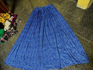 Blue Pleated Maxi Skirt