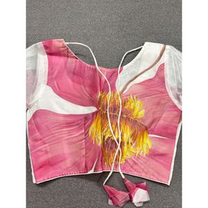 Organza Floral Print Lehenga Blouse And Dupatta