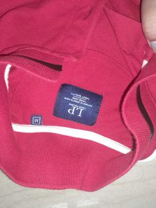 Red Polo T-Shirt with Stripe Sleeves