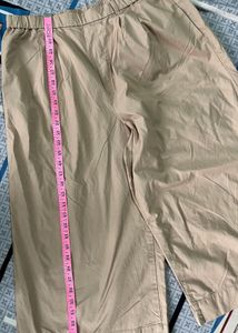 Length-30,,Women's Beige Wide Leg Cropped Pants