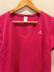 Pink V-Neck Athletic T-Shirt