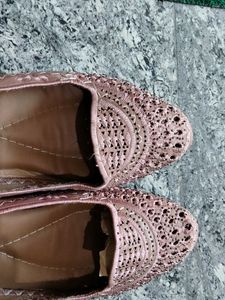 Stylish Rose Gold Embellished Flats
