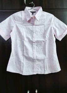Pink Speckled Short Sleeve Button-Up Shirt