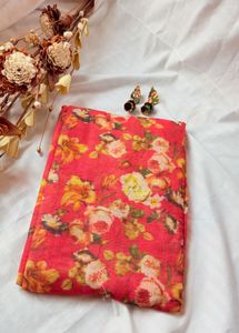 Vibrant Floral Print Saree