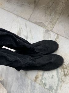 Black Suede Knee-High Boots