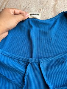 Blue Corset Long Sleeve Top