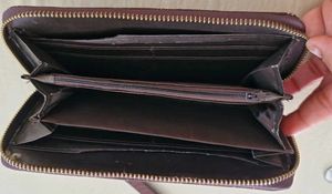 Dark Brown Hand Wallet With Strap