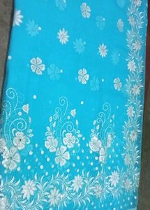 Blue Embroidered Saree with blouse