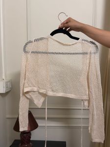Sheer Crochet Cropped Cardigan