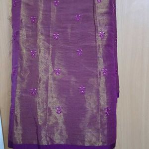 Elegant Purple Embroidered Saree