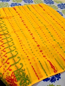 Vibrant Yellow jamdani  Saree